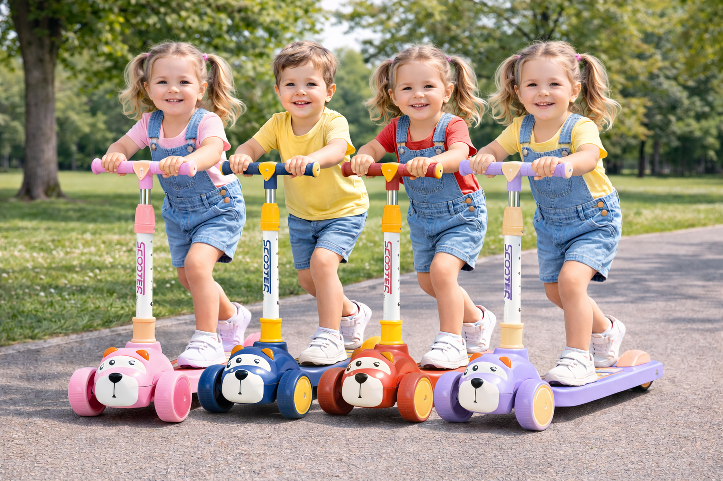 Kids 3 Wheel Scooter - Adjustable & Foldable