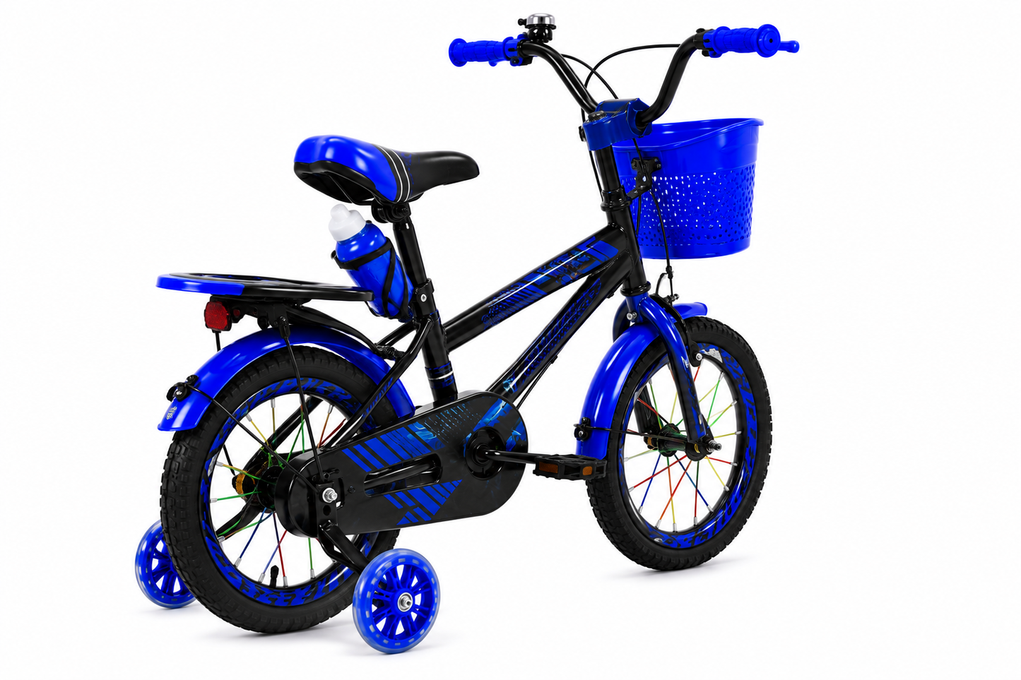 Sport Kids Bicycle with Training Wheels 16" Basket & Water Bottle Blue