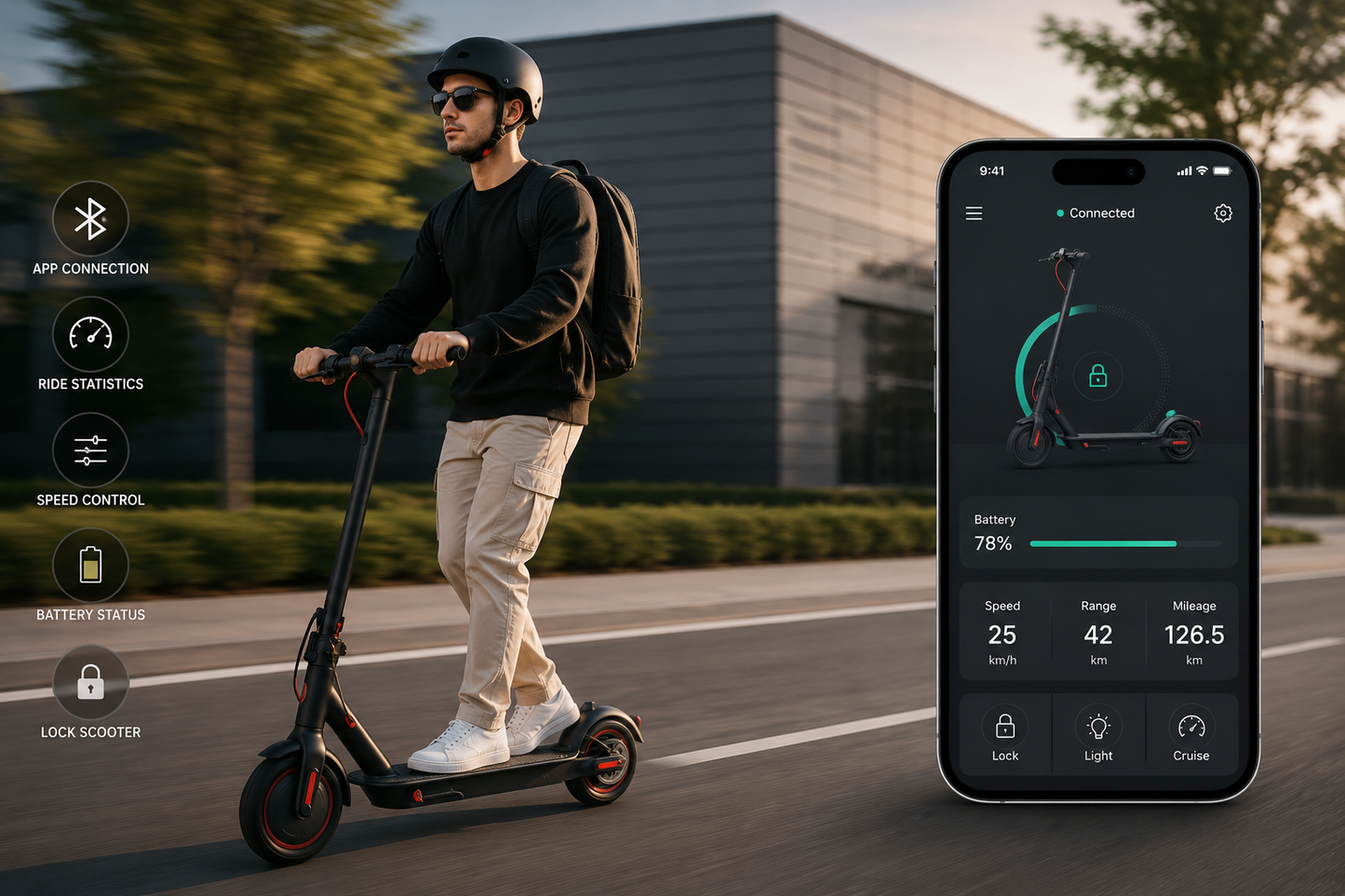 Electric Scooter Foldable Commuter with Bluetooth Speaker