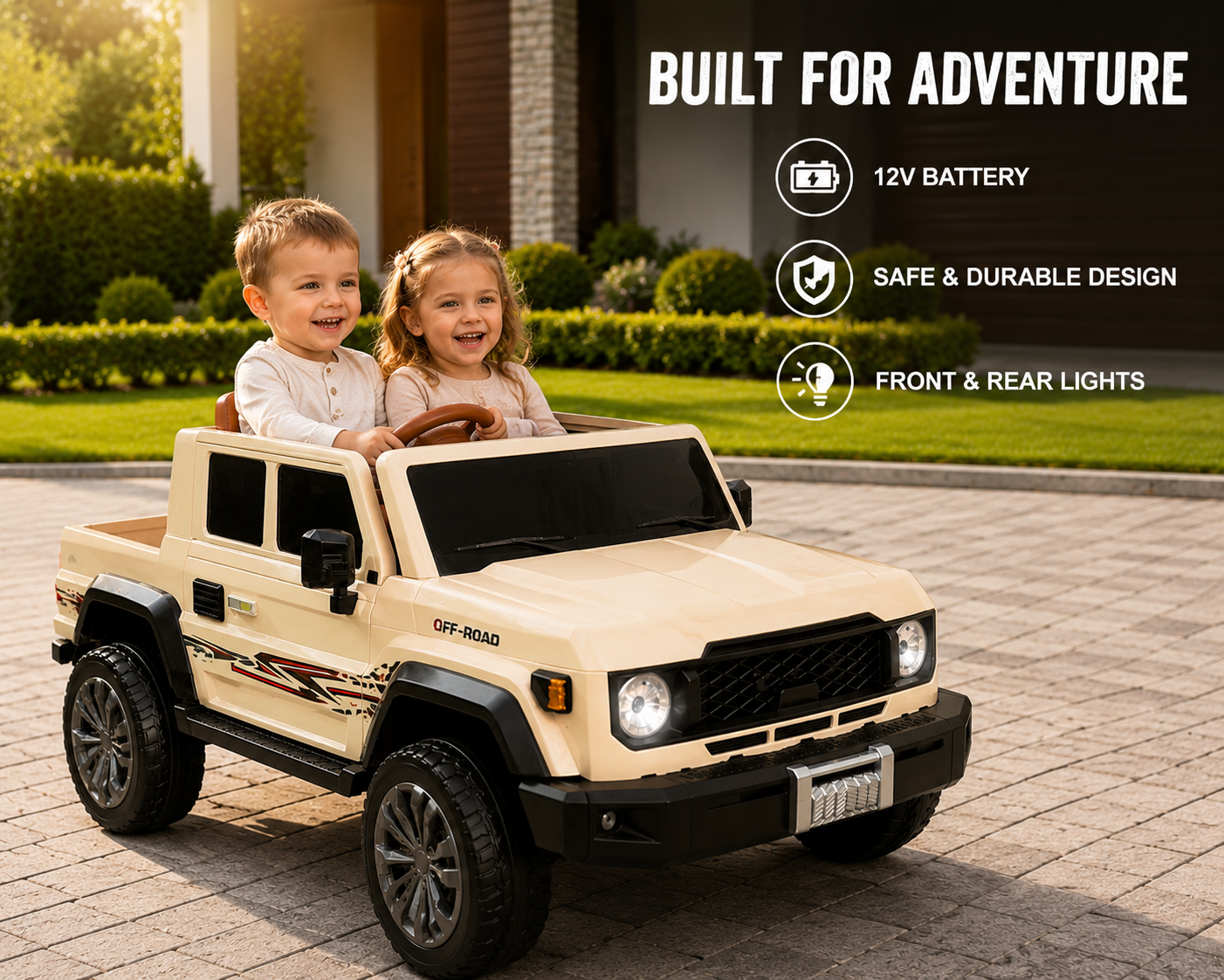 Large 12V 2 Seater Kids Electric Ride On 4x4 Pickup Truck
