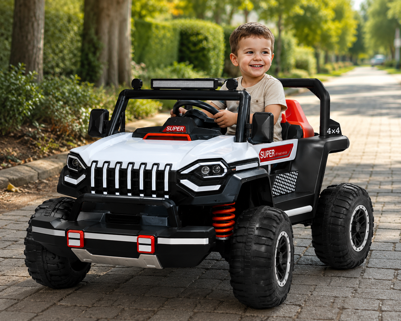 Kids 12V 4x4 Electric Ride On Jeep with Remote Control & LED Lights