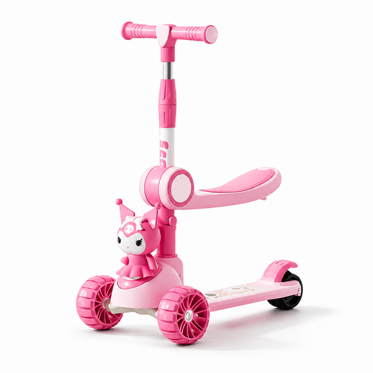 Kids 3 Wheel Scooter Adjustable Foldable with Lights & Music - Pink